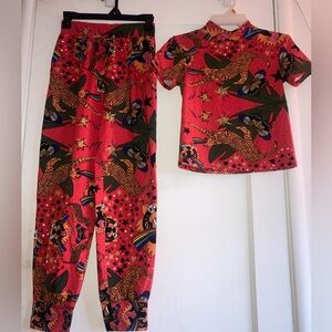 Nooworks Womens Red Jungle Animal Pant Set